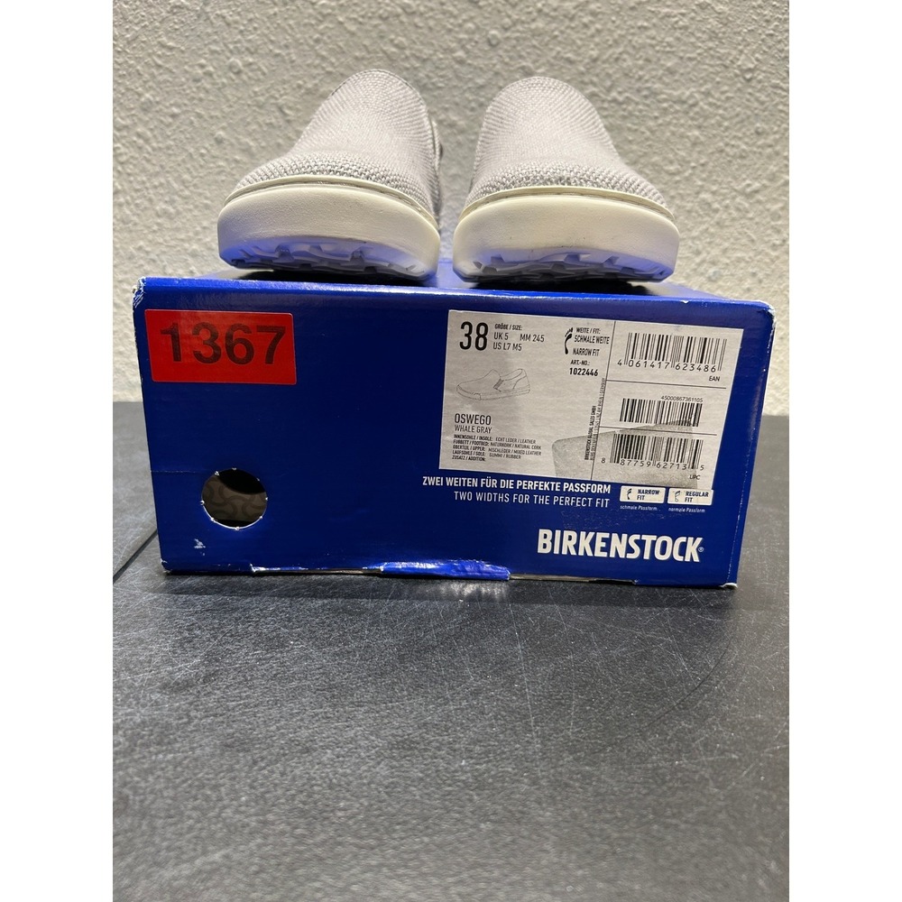 Birkenstock Barrie Slip On Sneaker Womens 38 L7 Grey Textile Suede New - Picture 9 of 10